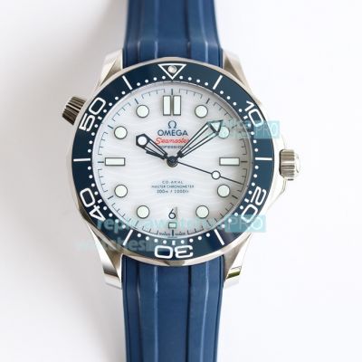 OR Factory Swiss Omega Seamaster Diver 300M Tokyo 2020 Watch White Dial Blue Rubber